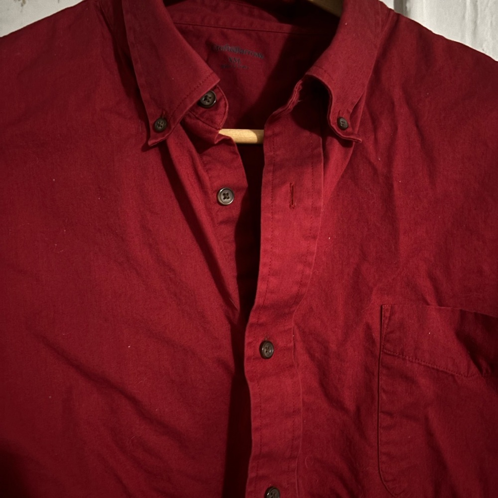 Croft & Barrow Long Sleeve Button Up Shirt Men's XXL Deep Red Great Shirt!